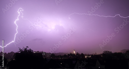 Unwetter mit Blitze über Biberach