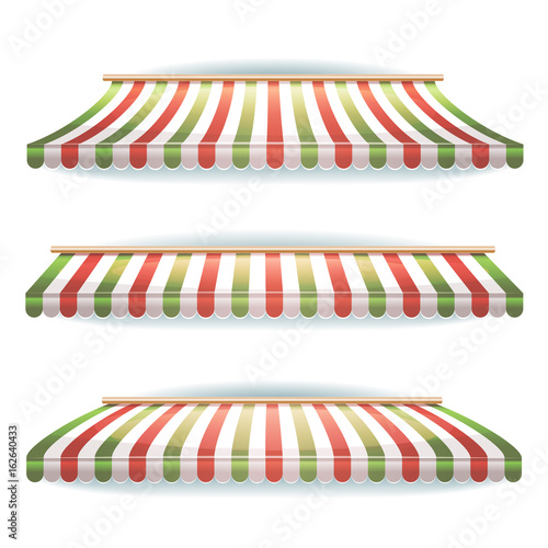 Striped Italian Awnings Set For Italian Pizzeria
