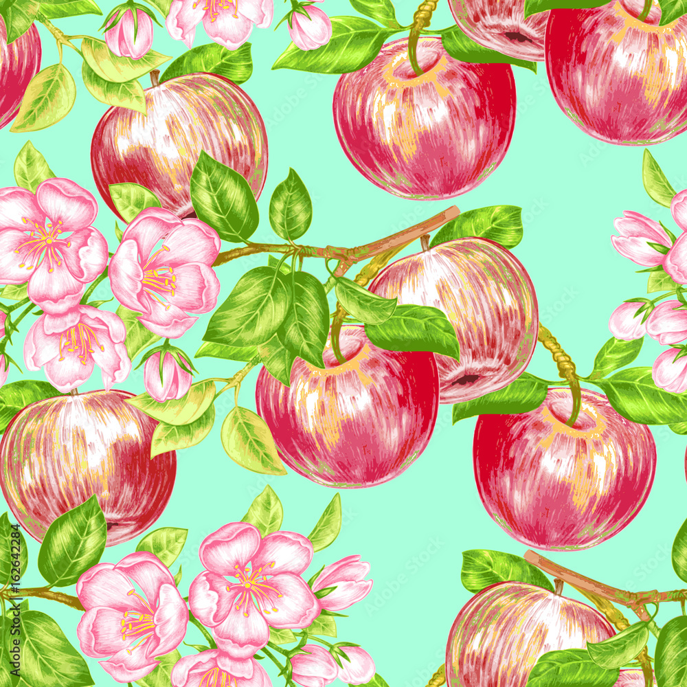 Vector seamless pattern with apple blossom. Vector seamless pattern with apple blossom.