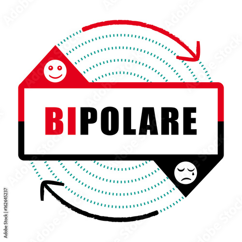 Disturbo bipolare. Fasi euforica e di depressione. Illustrazione della malattia psichiatrica. vector icon II.