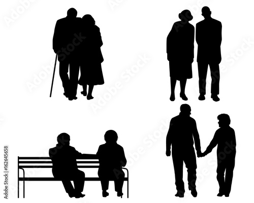 Elderly couples silhouettes