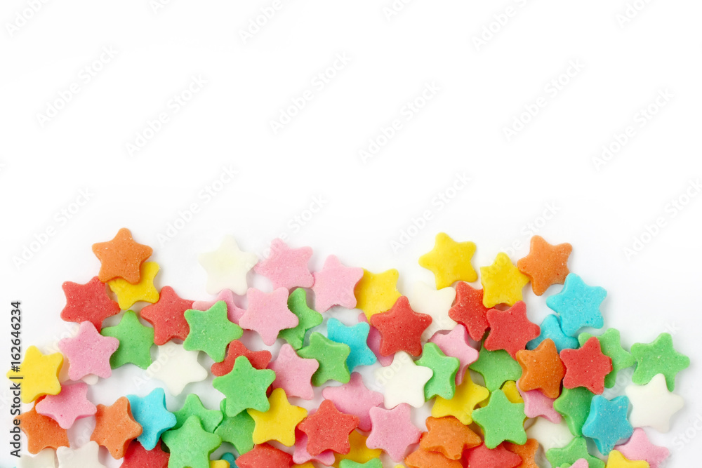 multicolored sugar sprinkling star shape multicolored sugar sprinkling star shape