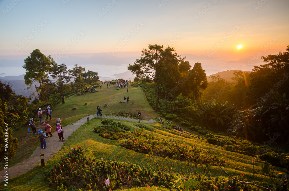 Sunrise at Huai Nam Dang national park view point chiang mai,thailand
