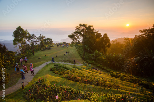 Sunrise at Huai Nam Dang national park view point chiang mai,thailand