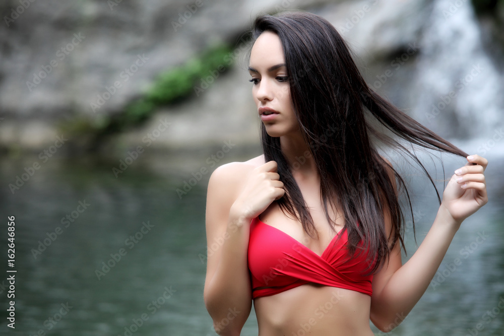 Outdoor portrait of fashion brunette model Outdoor portrait of fashion brunette model