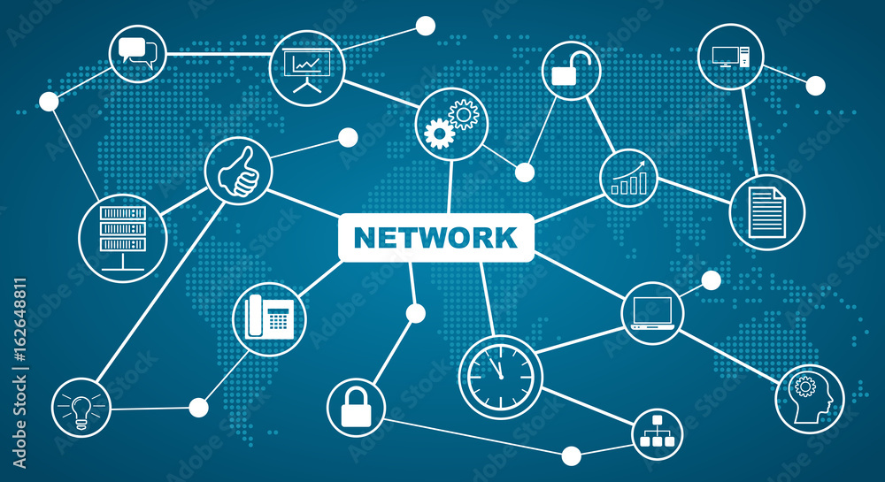 Netzwerk mit Icons - Network (Blau) Netzwerk mit Icons - Network (Blau)