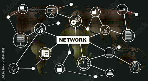 Netzwerk mit Icons - Network (Schwarz)