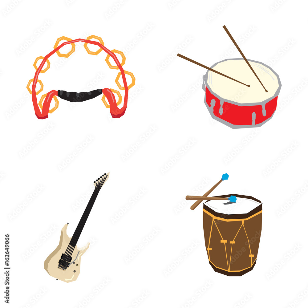 Set of geometric musical instruments, Vector illustration Set of geometric musical instruments, Vector illustration