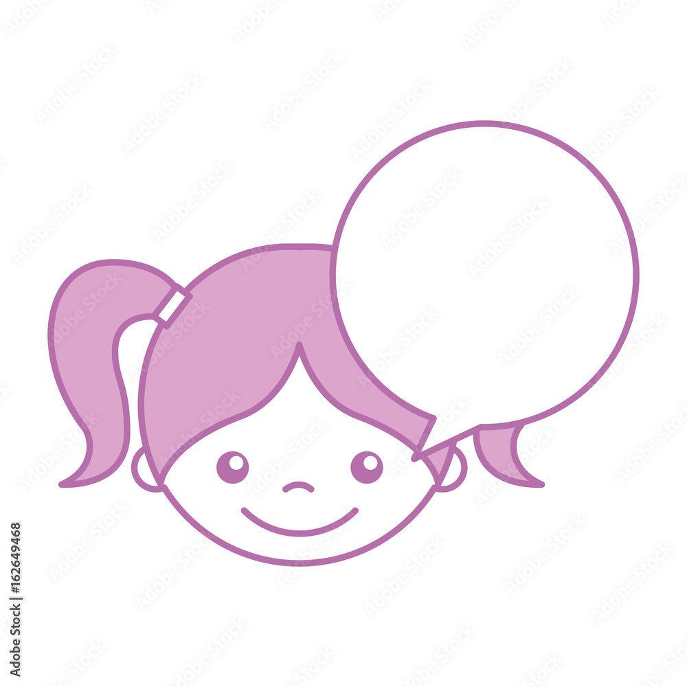 cute girl with speech bubble character icon vector illustration design