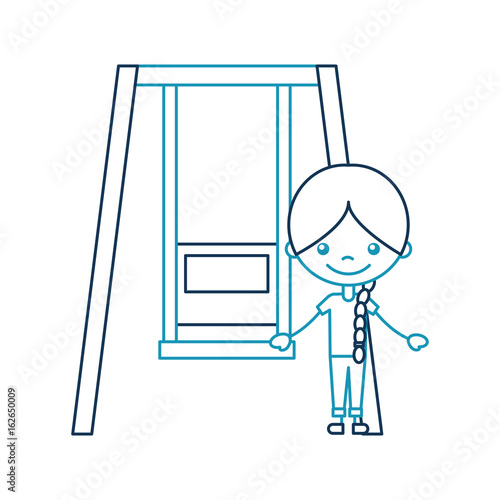 cute girl in swing character icon vector illustration design