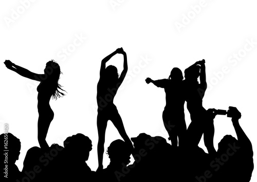 Young women in fitness classes on white background