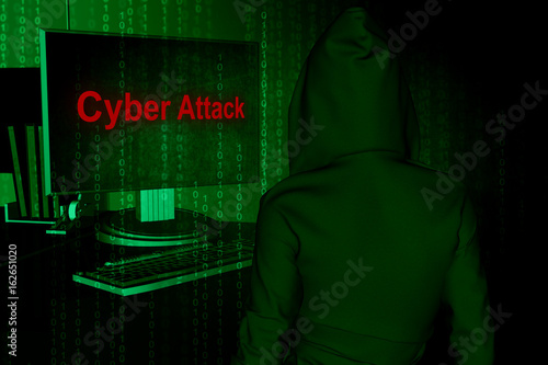 Computer hacker or Cyber attack concept background  3d illustration