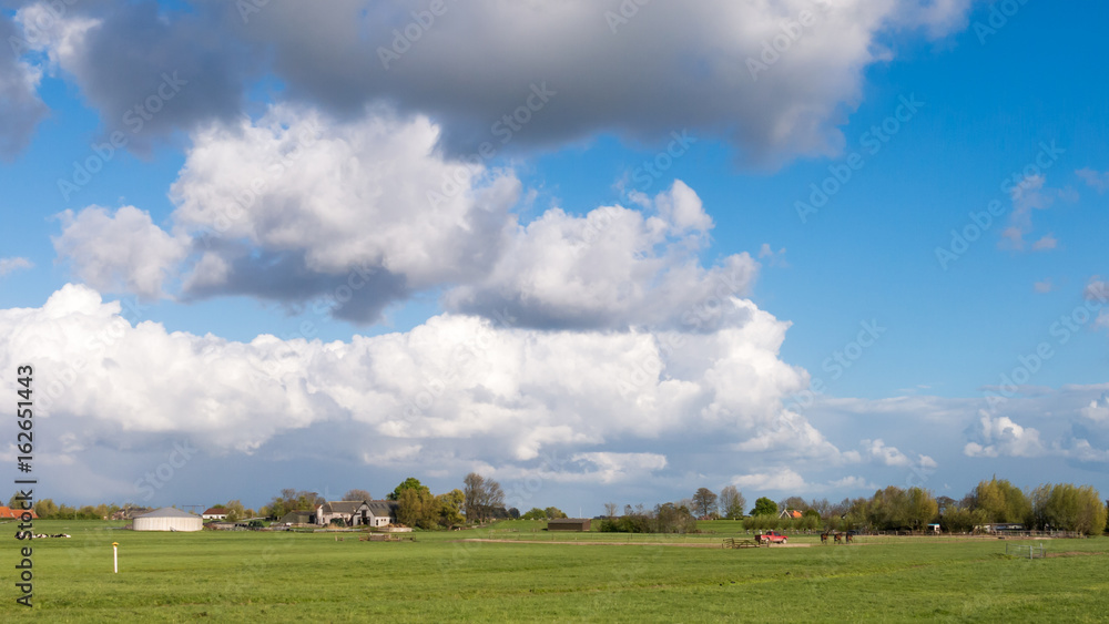 Polder landscape of Groene Hart in Dutch Randstad, South Holland, Netherlands