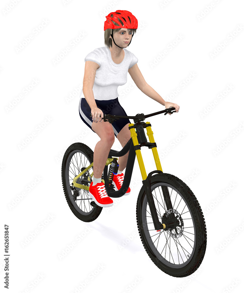 Naklejka premium bicycle girl right side view - 3d rendering