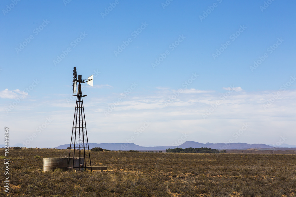 Karoo farm view with windmill