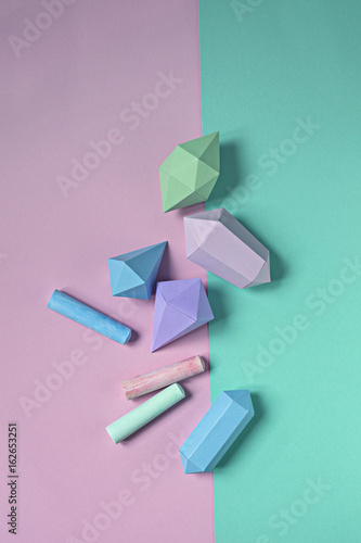 Paper gems and pastell chalks photo