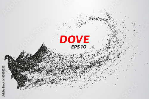 The dove of the particles. Dove consists of small circles and dots. Vector illustration