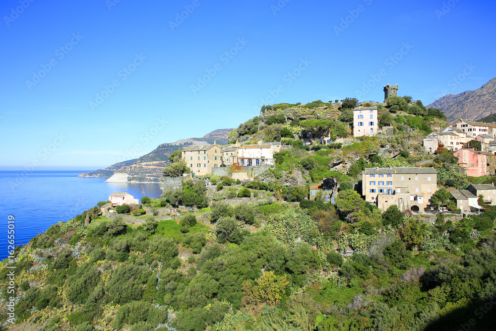 Historic Nonza on Corsica Island, France