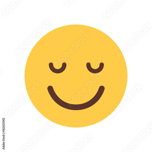 Yellow Smiling Cartoon Face Closed Eyes Emoji People Emotion Icon Flat Vector Illustration