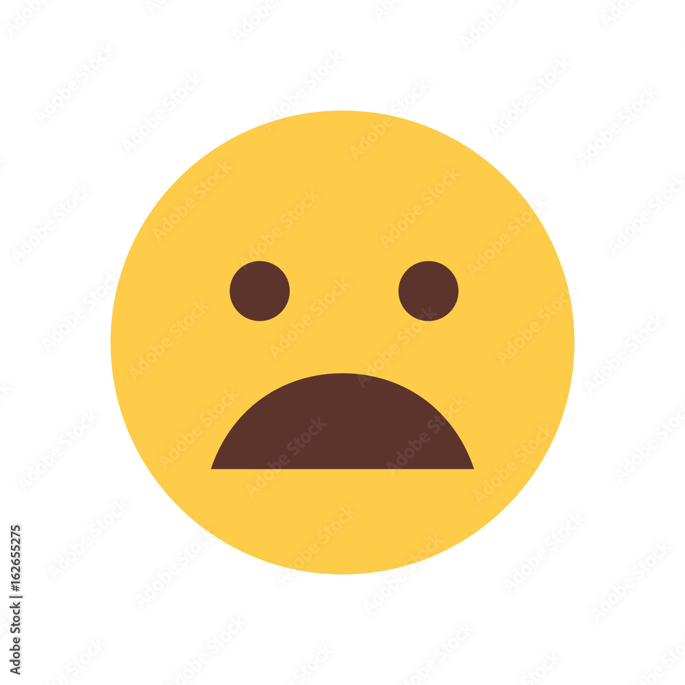 Fototapeta premium Yellow Cartoon Face Shocked Emoji People Emotion Icon Flat Vector Illustration