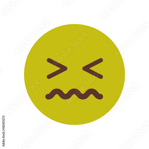 Green Cartoon Face Sick Sad Upset Emoji People Emotion Icon Flat Vector Illustration