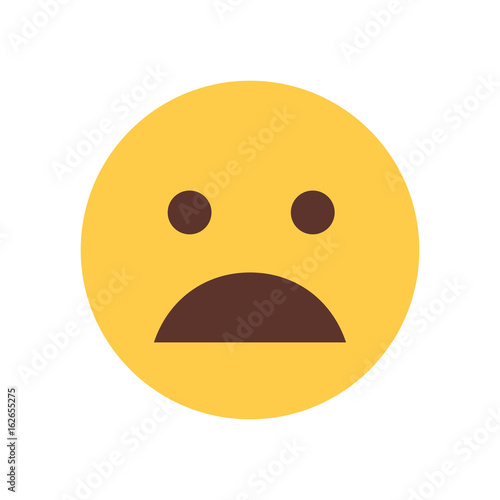 Yellow Cartoon Face Shocked Emoji People Emotion Icon Flat Vector Illustration