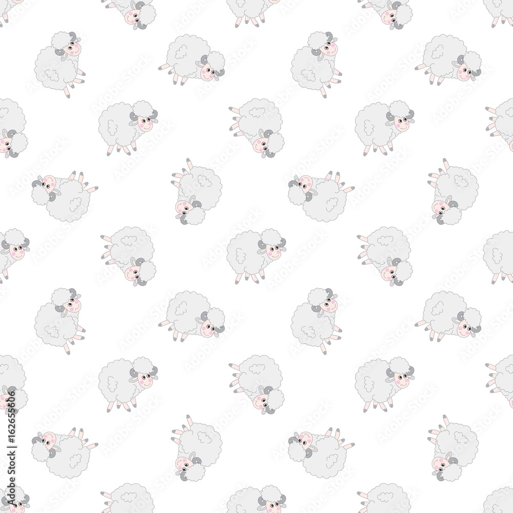 Vector Seamless Pattern with Cute Sheep Vector Lamb. Sheep Seamless Pattern Vector Illustration. Vector Seamless Pattern with Cute Sheep Vector Lamb. Sheep Seamless Pattern Vector Illustration.