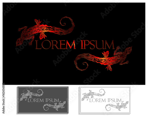 Logo with a pair of fiery salamanders (lizards)