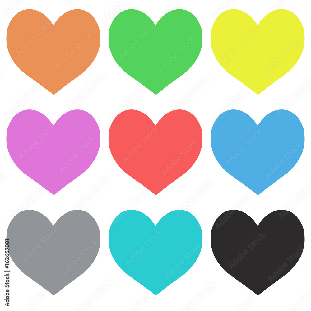 Colorful heart icons set
