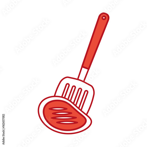 kitchen spatula tool with meat vector illustration design