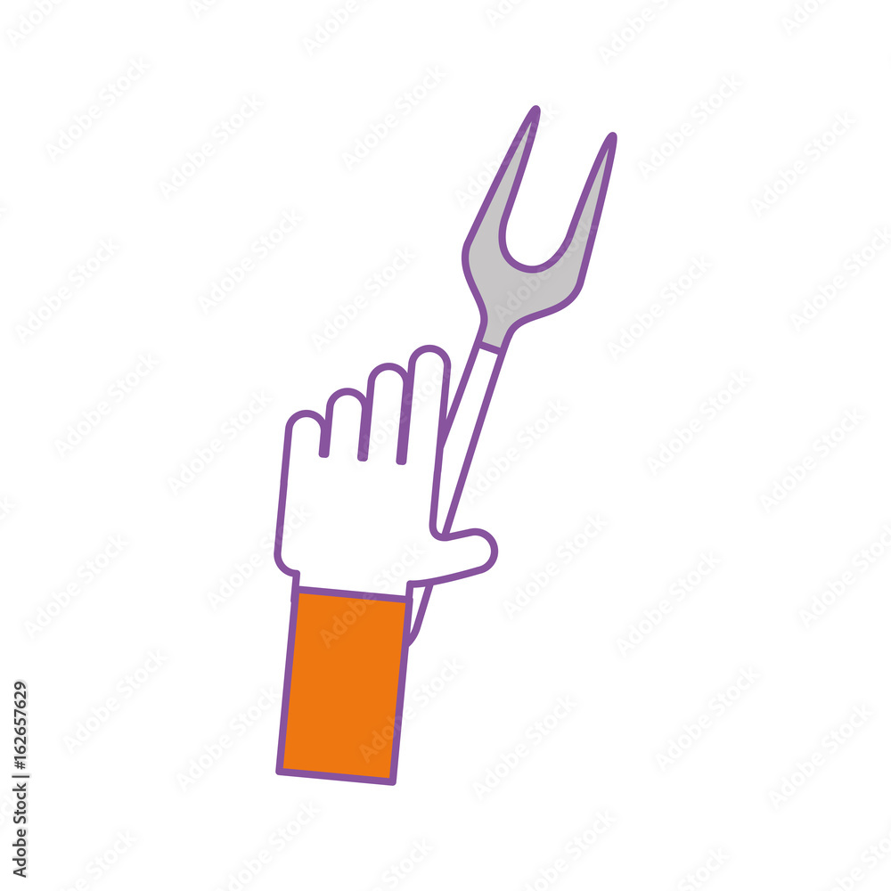 Fototapeta premium hand human with fork cutlery isolated icon vector illustration design