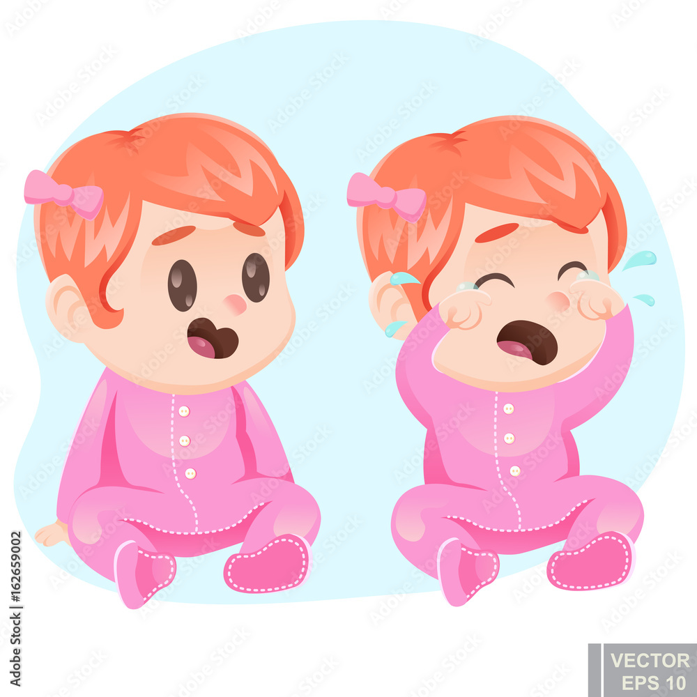 Vector illustration cute cartoon baby girl in pajamas happy sad calm, crying, laughing infant child kid Emotions Stock Vector | Adobe Stock Vector illustration cute cartoon baby girl in pajamas happy sad calm, crying, laughing infant child kid Emotions Stock Vector | Adobe Stock