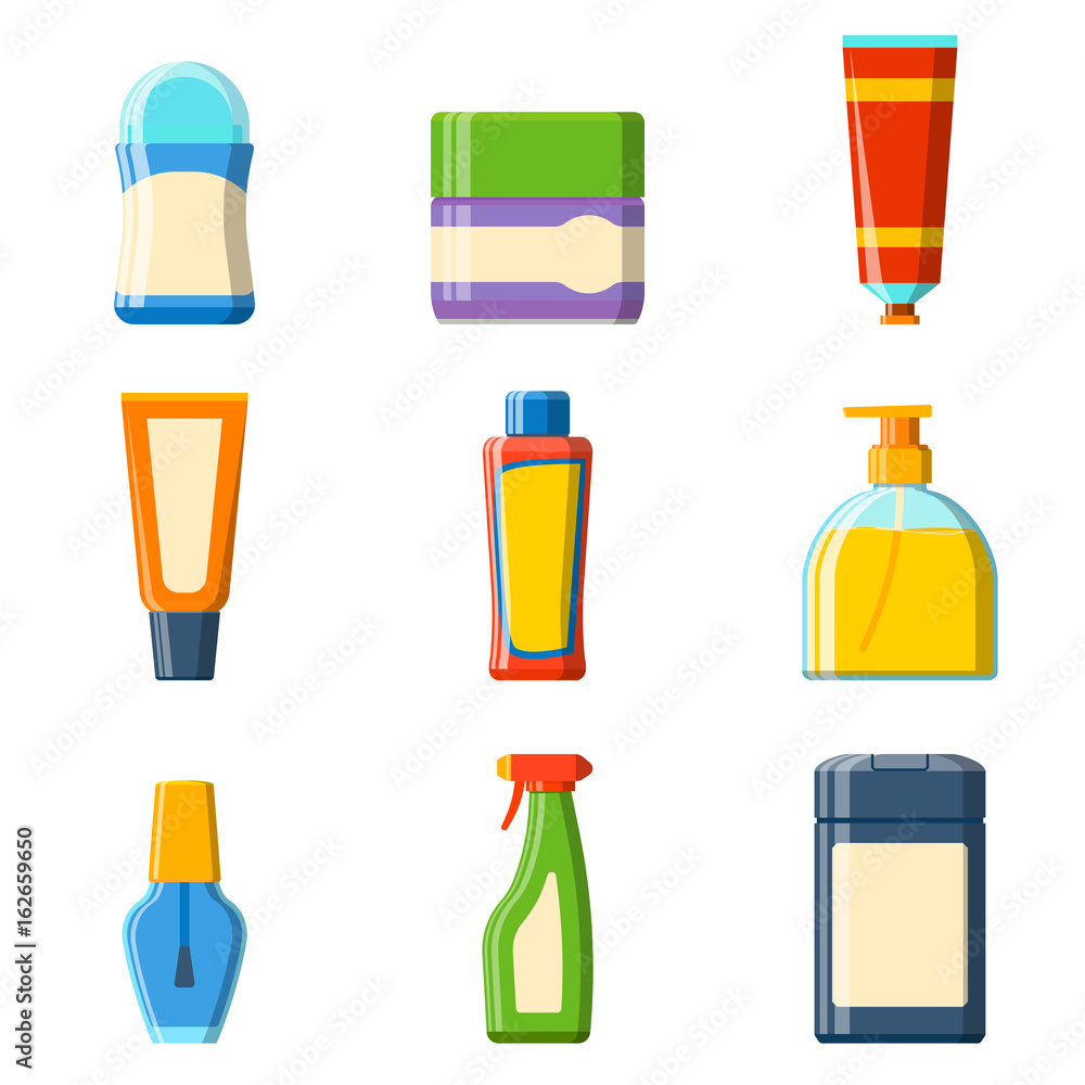 Bath plastic bottle shampoo container shower flat style illustration for bathroom vector hygiene design. Bath plastic bottle shampoo container shower flat style illustration for bathroom vector hygiene design.