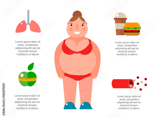 Lose weight by jogging infographic elements and health care concept flat vector illustration