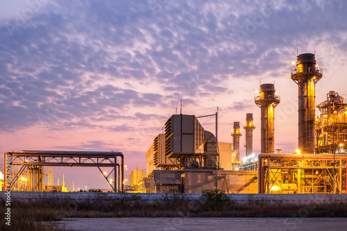 oil refinery plant at sunrise with sky background,blur,bokeh © poylock19