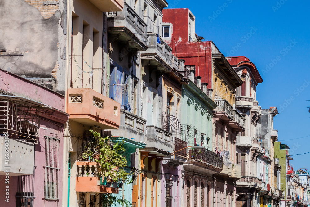 Houses in Havana Centro neighborhood, Havana, Cuba.