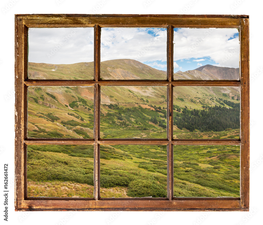 Fototapeta premium alpine meadows in Rocky Mountains - window view