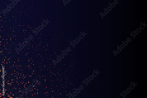 Vector geometric background. Dozens of fading rectangle massif. Numerous little squares illustration on dark backdrop