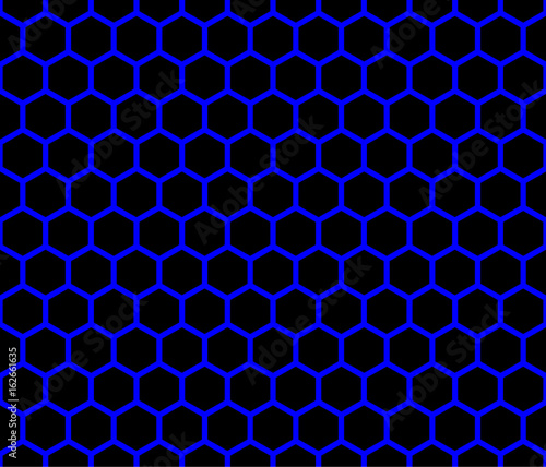 Seamless Hexagon Blue and Black Pattern