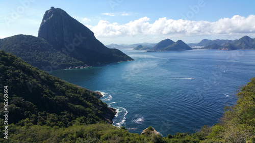 Aerial view of the Guanabara Bay and the Sugar Loaf in Rio de Janeiro Brazil