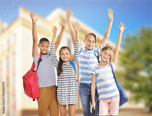 Cute schoolchildren, isolat...