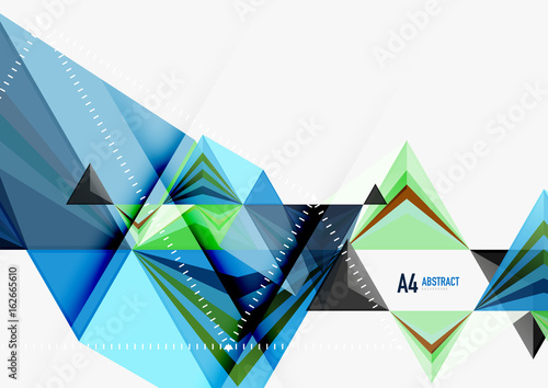 Triangular low poly vector a4 size geometric abstract template