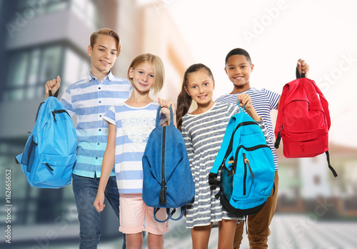 Cute schoolchildren, isolat...