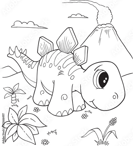 Cute Stegosaurus Dinosaur Vector Illustration Art