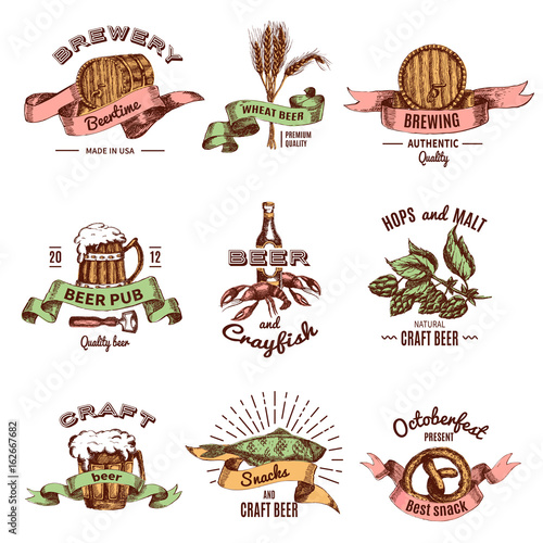 Beer Colored Hand Drawn Emblems