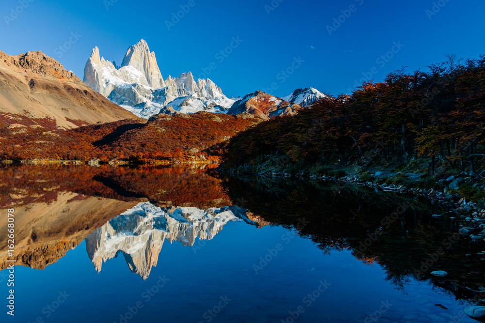 Reflection of Mount Fitz Roy in Patagonia, Argentina