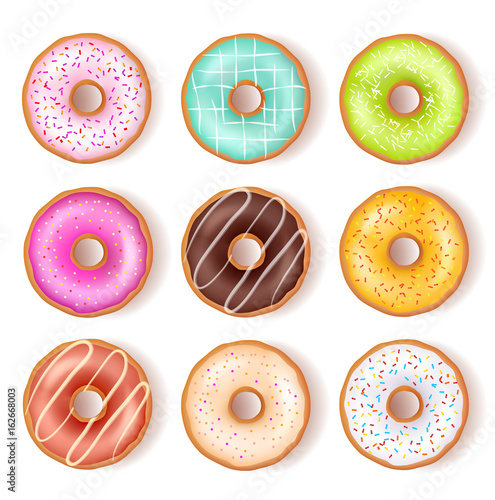 Bright Tasty Donuts Top View Set