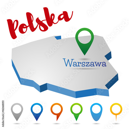 Poland outline map, Warszawa, Warsaw, vector illustration
