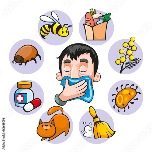 Cartoon Colorful Allergy Set