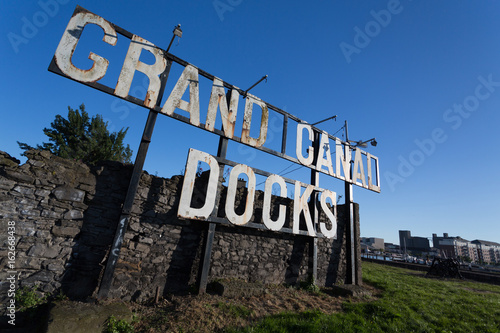 Photography The old sign of the Grand Canal Docks in Dublin City, Ireland